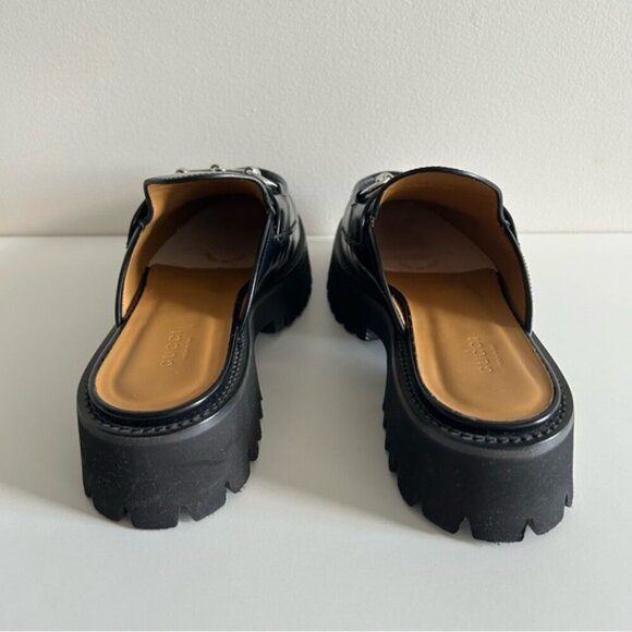GUCCI Sylke horsebit-detailed glossed-leather mules Black Size 39.5 - Picture 8 of 10